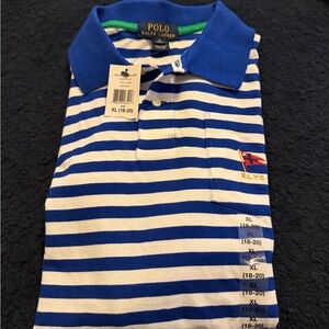 Polo by Ralph Lauren Blue and White Striped Kids Polo Shirt